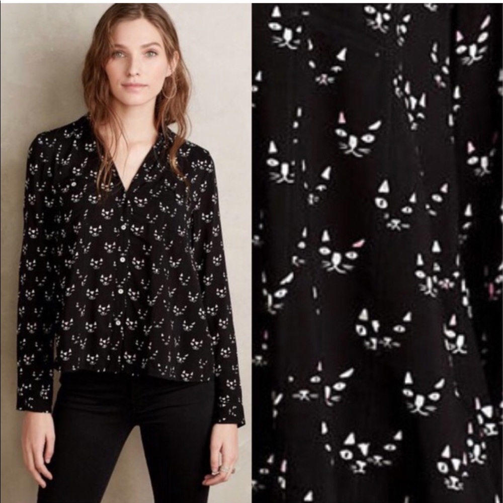 Anthropologie Maeve Cat 🐈 Blouse Size 6